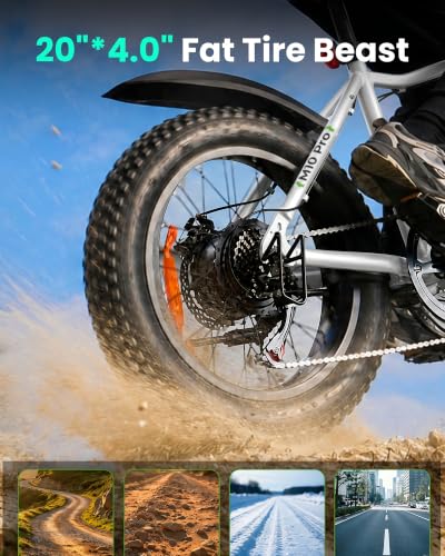 Image of isinwheel M10 Pro Electric Bike, 1000W Peak Motor, 22 MPH 20 inchx4 inch Fat Tire Ebike, USB Phone Charging Port, 10.4Ah Removable Battery, 7-Speed Electric Dirt Bike for Adults, Teens & Women