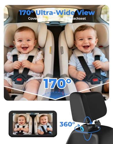Image of LUCKVIEW BM2A Baby Car Camera - 3X Zoom to See Baby Clearly, 5.2 inch 1080P Display & Auto IR Night Vision, Rear-Facing View Monitor, Easy Install for Parents & Pet Owners