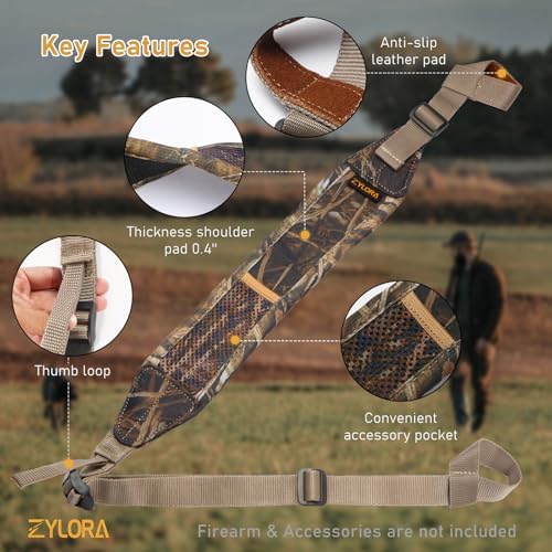 ZYLORA Non-Swivel Rifle and Shotgun Sling, No Drill Strap with Pocket Alternate view