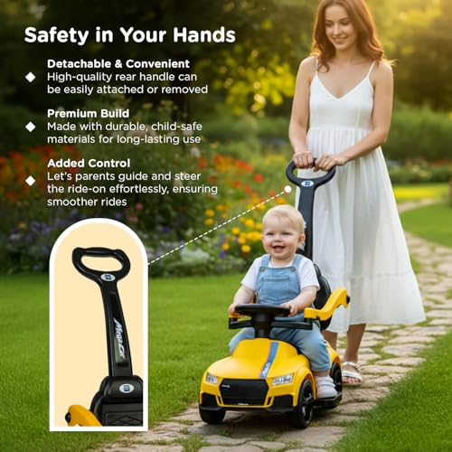 Image of Mee Mee Cruiser Baby Ride-On Car - Safe, Fun, and Interactive Ride-On Toy for Kids Aged 1-3 Years with Music, Lights, and Storage (Yellow)