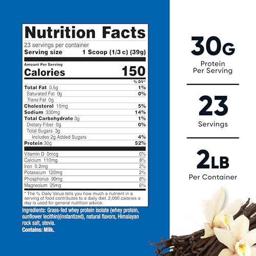 Image of Nutricost Grass-Fed Whey Protein Isolate (Vanilla) 2LBS | GMO-Free, Gluten Free, Natural Flavors