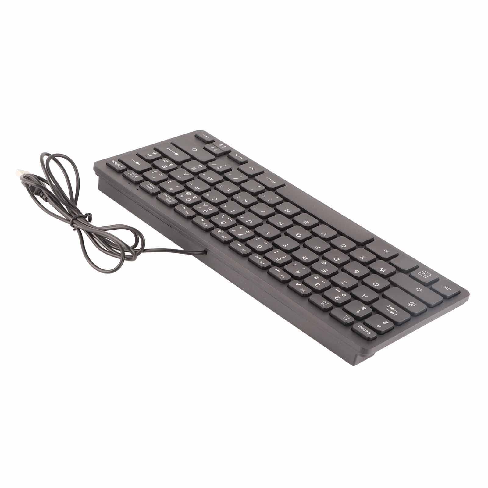 Dioche Mute Wired Mini USB Desktop Computer Keyboard 78 Key Small Language Keyboard for Office Use French
