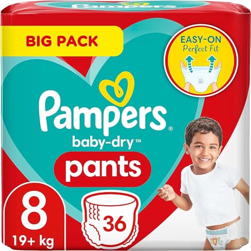 Pampers Baby Dry Pants Taille 8 pour stopper les fuites des grands bébés actifs de 19 kg
