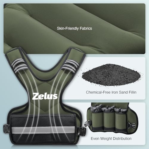 Image of ZELUS Weighted Vest for Men and Women | 4-10lb /11-20lb /20-32lb Vest with 6 Ironsand Weights for Home Workouts | Adjustable Body Weight Vest Exercise Set for Cardio and Strength Training