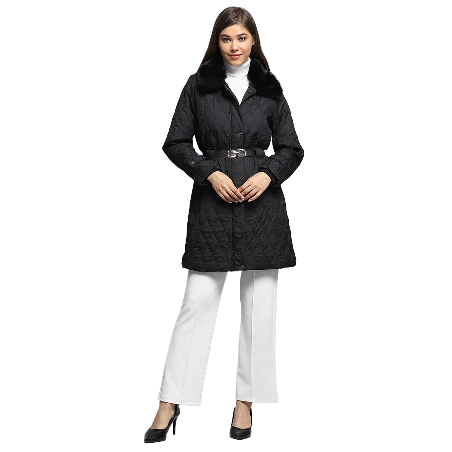 monte carlo Womens Self Design Black Collar Neck Full Sleeve Jacket-picture-19