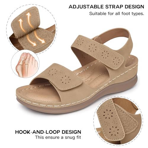 Image of SHIBEVER Women Flat Sandals Comfortable: Arch Support Sandals Dressy