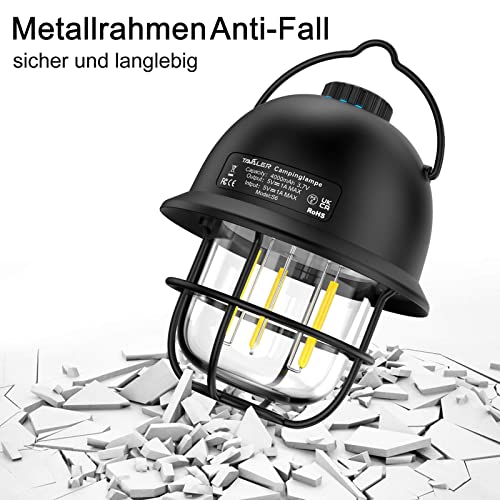 Tavaler Campinglampe Aufladbar, LED Camping Lampe USB C Camping Lampen 4000 mAh Akku Camping Licht 4 LED Leuchtmodi… - Image 7