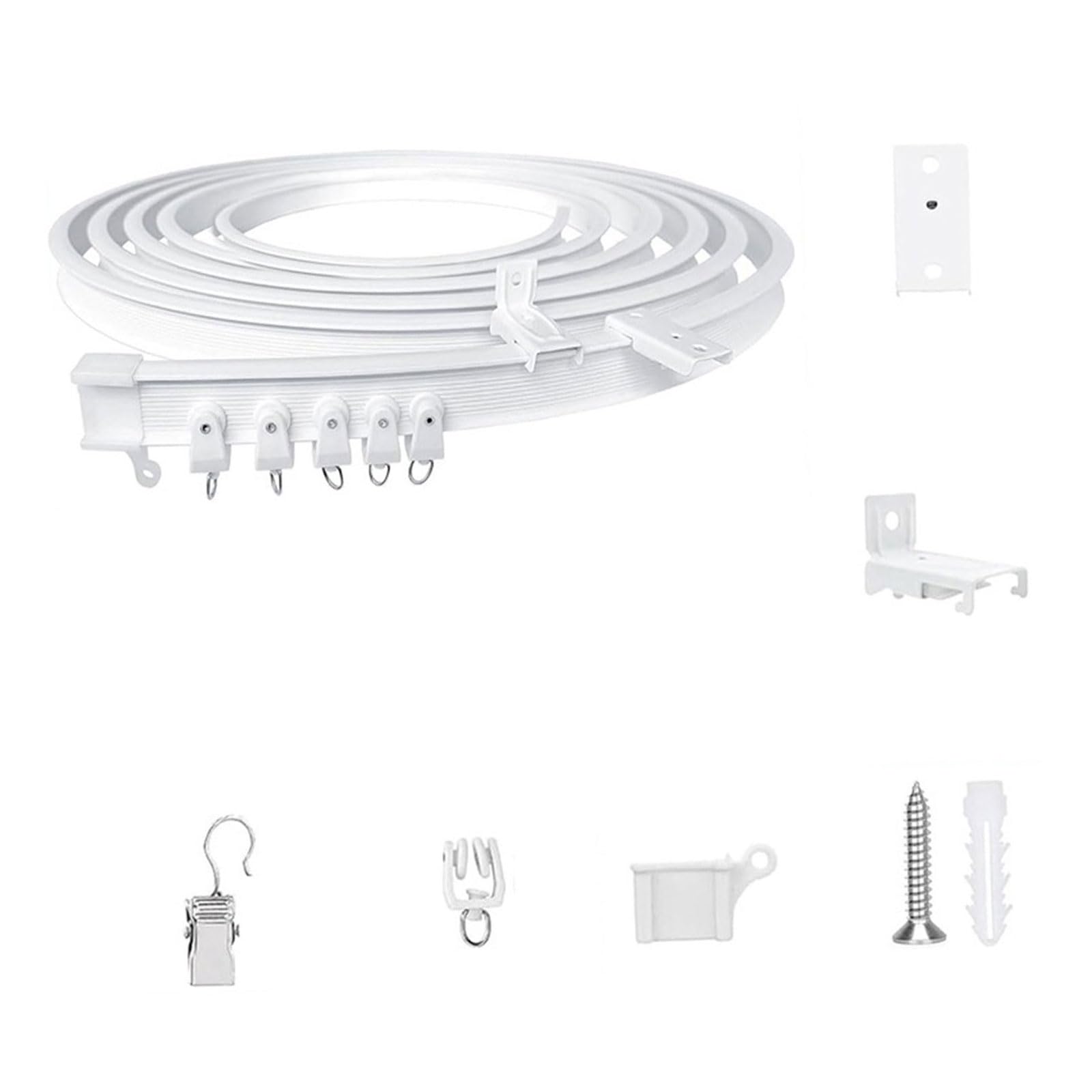 Jazuaiao 5 Meter Curtain Track Kits for Draping Wall/Ceiling Rails with Rollers for Residential and Hospital Setting Curtain Track Kits