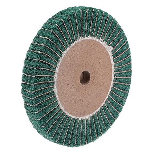 uxcell 200mm x 25mm 240 Grit Non-Woven Polishing Burnishing Wheel Abrasive Cloth Nylon Wire Drawing Flap Wheel for Stainless Steel Metal Green