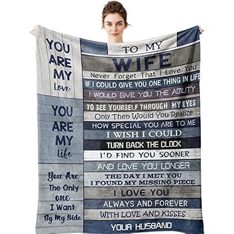 Yamco Wife Gifts from Husband - Gifts for Her Wife 80" x 60" Blankets - I Love You Romantic Gifts for Women - Cool Birthday Gifts for Wife - Wife Christmas Valentines Anniversary Wedding Gift Ideas Cover