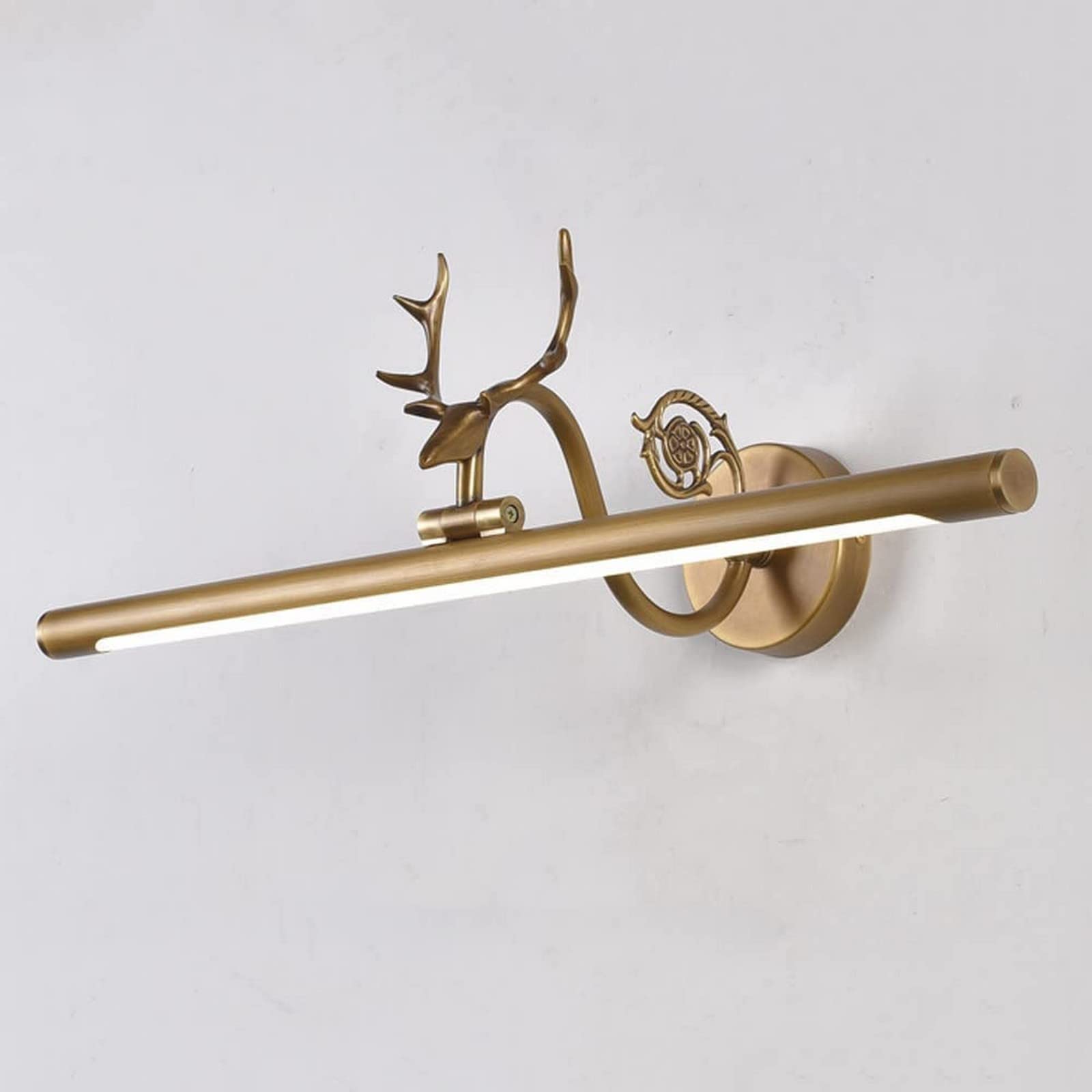 Jybnbbe Brass Wall Sconces, Mirror Light Retro Copper Wall Vanity Lights Farmhouse Bathroom Light, 240° Adjustable Linear Mirror Front Lamp V-Intage Vanity Sconces For Mirror Cabinets,-58Cm