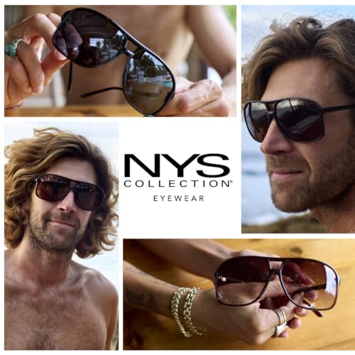 NYS Collection Retro Aviator Sunglasses for Men & Women 70s Vintage Style, Lightweight 100% Protection3