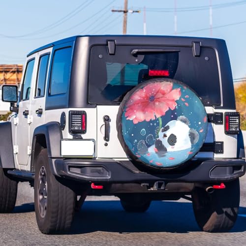 Image of Dujiea Cute Panda Spare Tire Cover, Universal Wheel Tire Cover Waterproof Dust-Proof Tire Protectors for Jeep Trailer Rv Van SUV Truck Camper and Many Vehicle 14 15 16 17 Inch