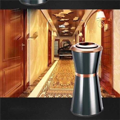 Outdoor Trash Can with Lid – Vertical Stainless Steel Dustbin for Hotel Lobby, Round Design, Durable Outdoor Garbage Bin, Weather-Resistant Ashtray for Public Spaces