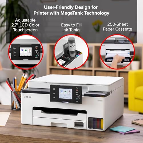 Image of Canon MAXIFY GX1020 MegaTank All-in-One Color Printer for Home Office, Small Business, Reports, Labels and Efficient Wireless Printing (6169C002) + Printer Cable + Cleaning Kit + More (9pc Bundle)