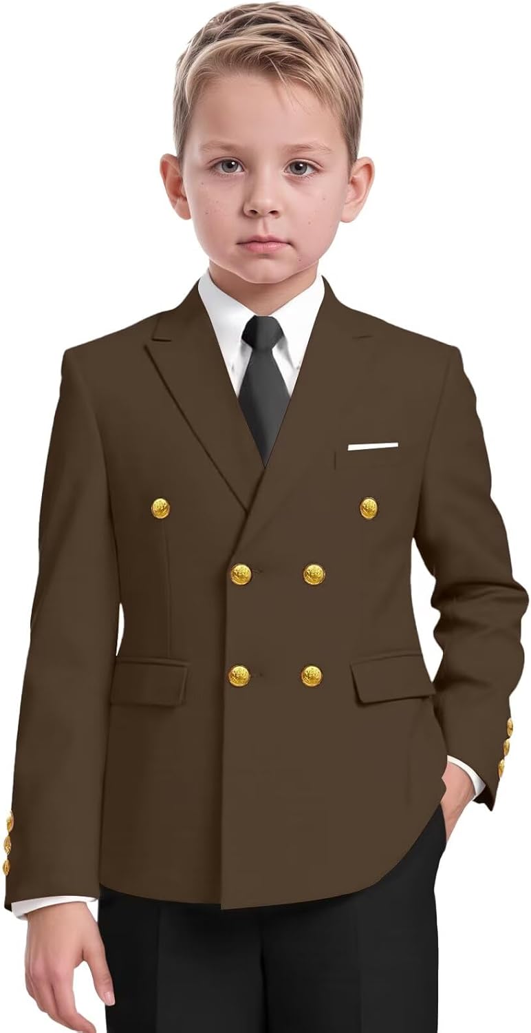 Boys Suit Jacket for Kids Formal Double Breasted Blazer Casual Wedding Dinner Party Coat