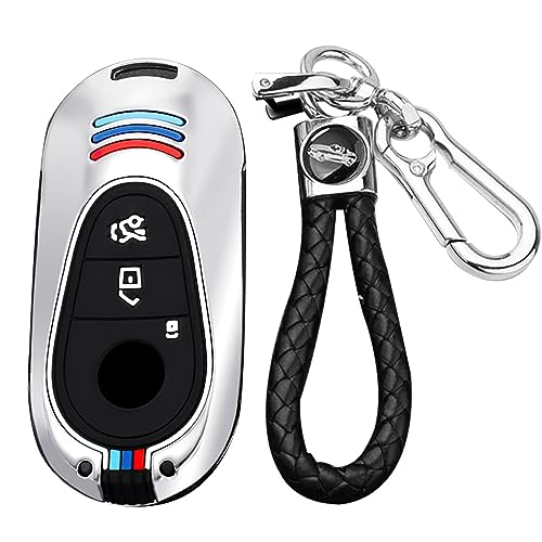 TECART Coque de clé de voiture intelligente - Convient pour Mercedes Benz Classe C S W223 W206 EQS 450 500 580 E53 AMG S350L S500L - En métal - Accessoire de clé - 3 boutons, 3b-argent, 3-Taste