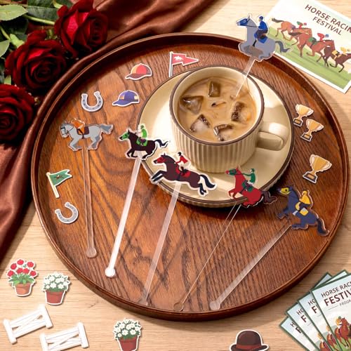 Jingmore 24 Pcs Derby Day Cocktail Stirrer Horse Racing Cocktail Sticks Acrylic Reusable Derby Stirrer for Party Equestrian Themed Event(Race Horse) by Jingmore - Image 4