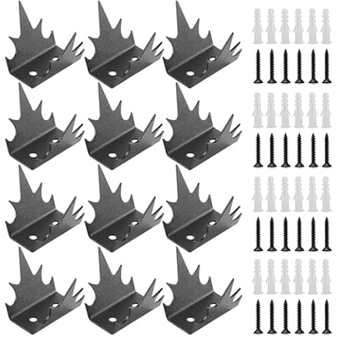 12 Pcs Intruder Deterrent Fence Wall Spikes,Heavy Duty Steel Security Fence Spikes Anti Climb Spikes Outdoor Wall Metal Spikes for Stop Thief,Cat Bird Animal Repellent,Home Security Cover