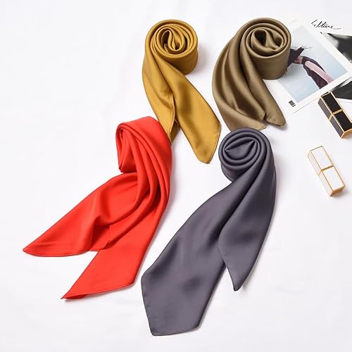 Ecroon szalik damski z jedwabiu z uczuciem, szalik na szyję, opaszka na czoło, szalik jedwabny, chusteczka jedwabna, bandana, ściereczka na nadgarstek, J#, jeden rozmiar