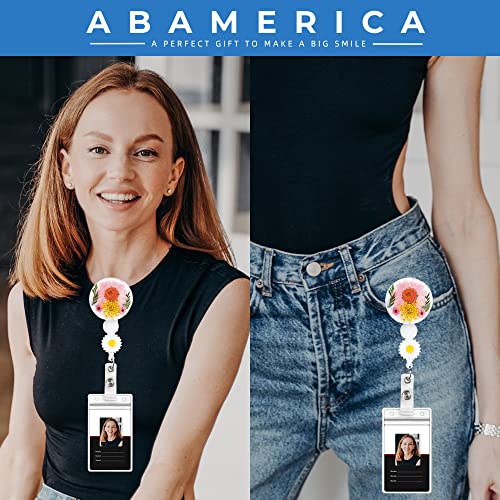 Badge Reels Retractable For Nurses Nursing Badge Reel Nursing Badge Holder With Buddy (Alligator, Pink Floral) #TOP3