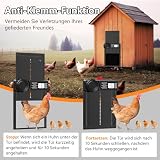 Aluminum Automatische Hühnerklappe Batterie, MASTERFUN Elektrische Hühnerklappe Automatisch Hühnertür mit Wasserdicht Großes Display, Timer, Manuelle, Intelligenter Einklemmschutz