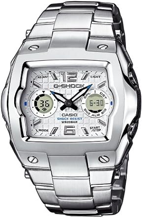 CASIO G-SHOCK C123G-011D-7BER Orologio al quarzo da uomo con quadrante  bianco e cinturino in acciaio inossidabile argentato : Amazon.it: Orologi