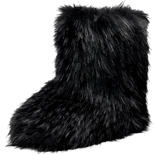Bottes de neige en fourrure grand froid pour femme en daim bout rond contre les pieds gelés