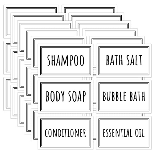Image of Segbeauty 36PCS Bathroom Labels - White, Self-adhesive Waterproof Labels for Bottles, Removable Soap Dispenser Stickers for Organizing Shampoo, Conditioner, Body Soap, Bath Salt, Home, Travel