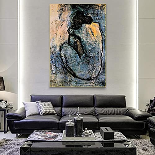 Impression Picasso bleu abstrait œuvre art mural salon 60x90