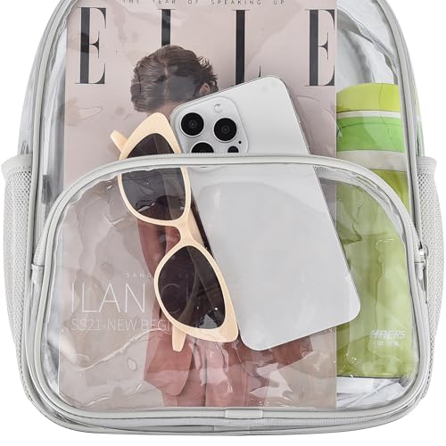 Image of Busiuw Clear Backpack for Stadium Events 12x12x6 with Front Pocket for Concert Sport Fashion Women Backpack Events Work Travel(Silver)
