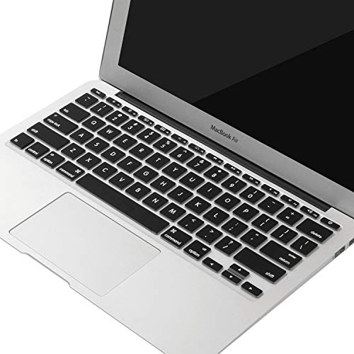 Image of Saco Silicone Keyboard Protector Skin Cover for Apple MacBook Air MD224HN /A 11.6-inch Laptop-Black with Clear