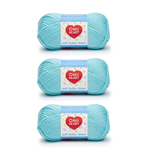Image of Red Heart Soft Baby Steps Yarn for Crocheting, Aqua, 3-Pack | #4 Medium Worsted Weight, 100% Acrylic, Soft Texture for Knitting Blankets, Sweaters, Hats, Garments, 256 yards, 141g /5oz