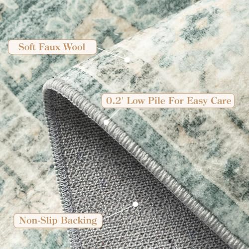 LIVEBOX Washable Rug 2x3 Kitchen Mats for Floor Entryway, Non Slip Front Door Mat for Bathroom Hallway, Boho Low-Pile Small Carpet Farmhouse Throw Indoor Rugs for Bath Sink, Sage Green - image 5