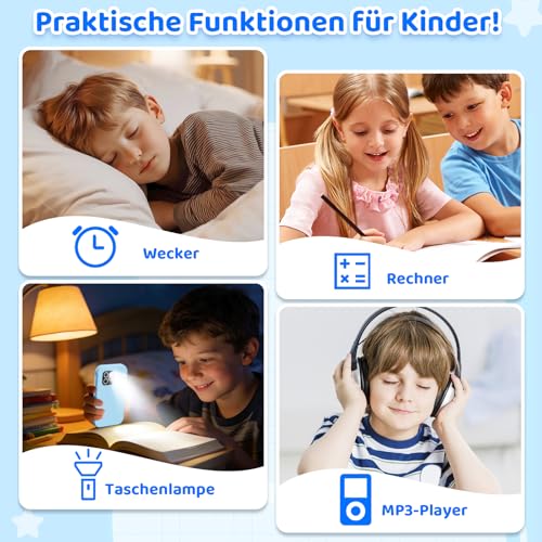 CHAKEYAKE Kinder Handy, 4G Ohne Vertrag Kinder Smartphone Mit Telefonieren, Touchscreen, Dual Kamera, Lernfunktionen, Musikplayer, Geschenk Für Jungen Mädchen 3–9 Jahre Blau
