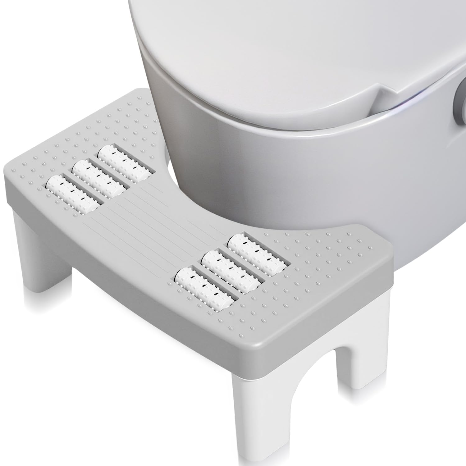 Lighterday Toilet Step Stool,Massage Poop Stools,Non Slip Toilet Footrest - a Constipation Relief for Adults,Small Step for Children and Adults(White)