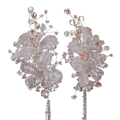 Coiffure de mariée forêt fait main en dentelle d'art et cristal raffiné