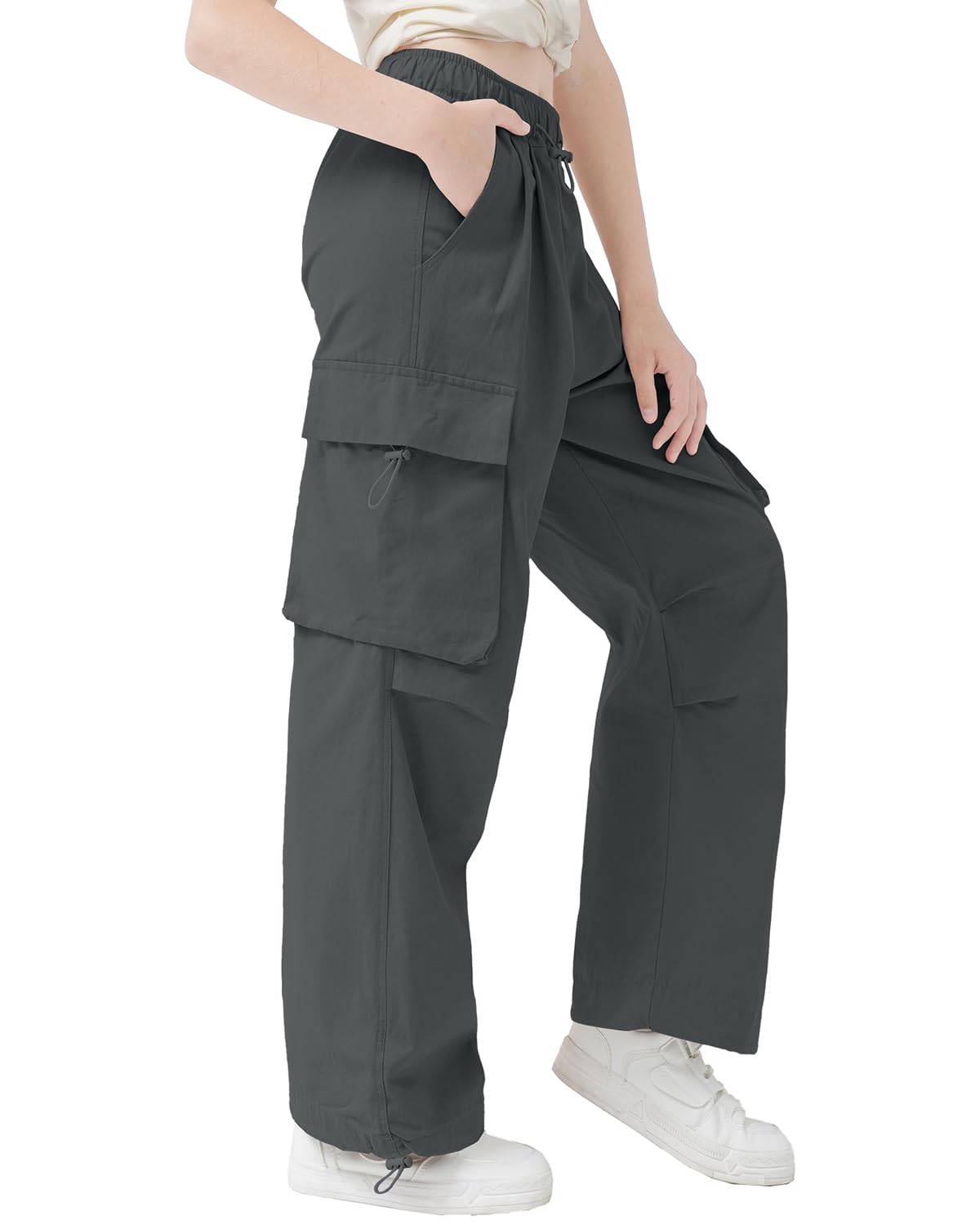 AOWKULAE Pantaloni cargo da ragazza, casual, con coulisse, abbigliamento sportivo, pantaloni da paracadute