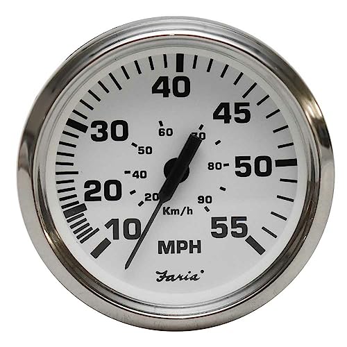 Faria Beede Boat Speedometer Gauge SE4001A | 3 1/4 Inch Euro White SS
