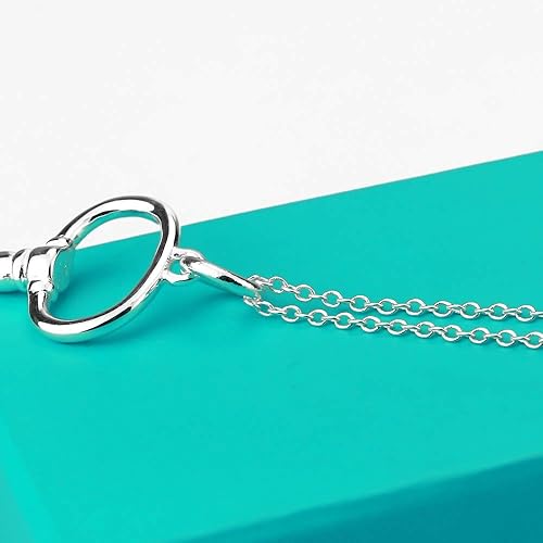 Miniatura 6 de Dankadi Clásico femenino original collar de plata 925 colgante de llave collar minimalismo 17.7-23.6 in cadena serpiente joyería broche de pinza de