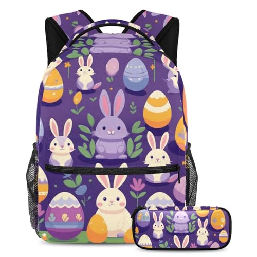 Cartable de grande capacité violet œuf de lapin sac à dos confortable ados et enfants