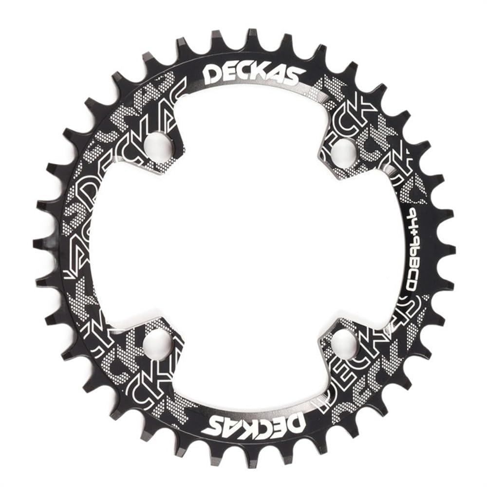 DONGLING Chainring 94+96 BCD Bicycle Chainwheel Round/Oval 32T 34T 36T 38T Bike Chainring Narrow Wide Chainring(34T,9496bcd Round Black)