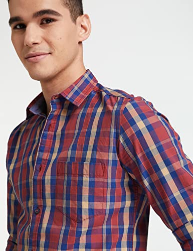 Image of Amazon Brand - Symbol Men's Cotton Checkered Regular Fit Casual Shirt