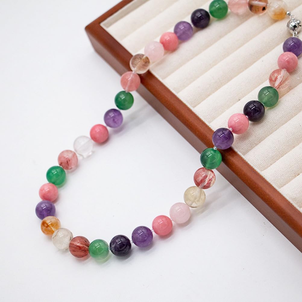 Collar de Piedras Preciosas Naturales con Mezcla de Cristales de 7 Chakras Amatista, Cuarzo Rosa, Cuarzo Transparente y aventurina cornalina para Proteger el Equilibrio energético