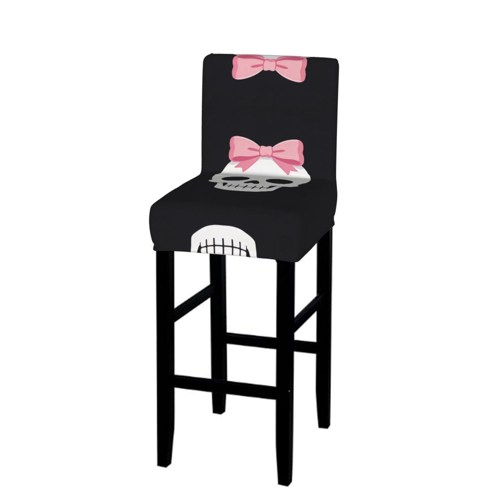 CNTDBU Bow Skull Flat Bar Stool Cover-Stretchy Chair Slipcover for Kitchen