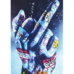 Patines Pop Art KUSTOM ART Póster decorativo de pared, dedo medio, versión pop art, impresión artística sobre papel de pátina 42 x 30 cm, sin marco