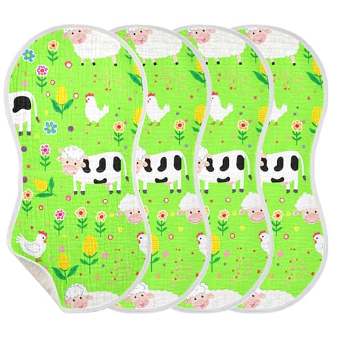 xigua Cute Farm Sheep Baby Burp Cloths for Newborn Boys and Girls 2 Pack, Soft & Absorbent Cotton Baby Burp Cloth, Baby Washcloths, Newborn Towel, Burp Rags3