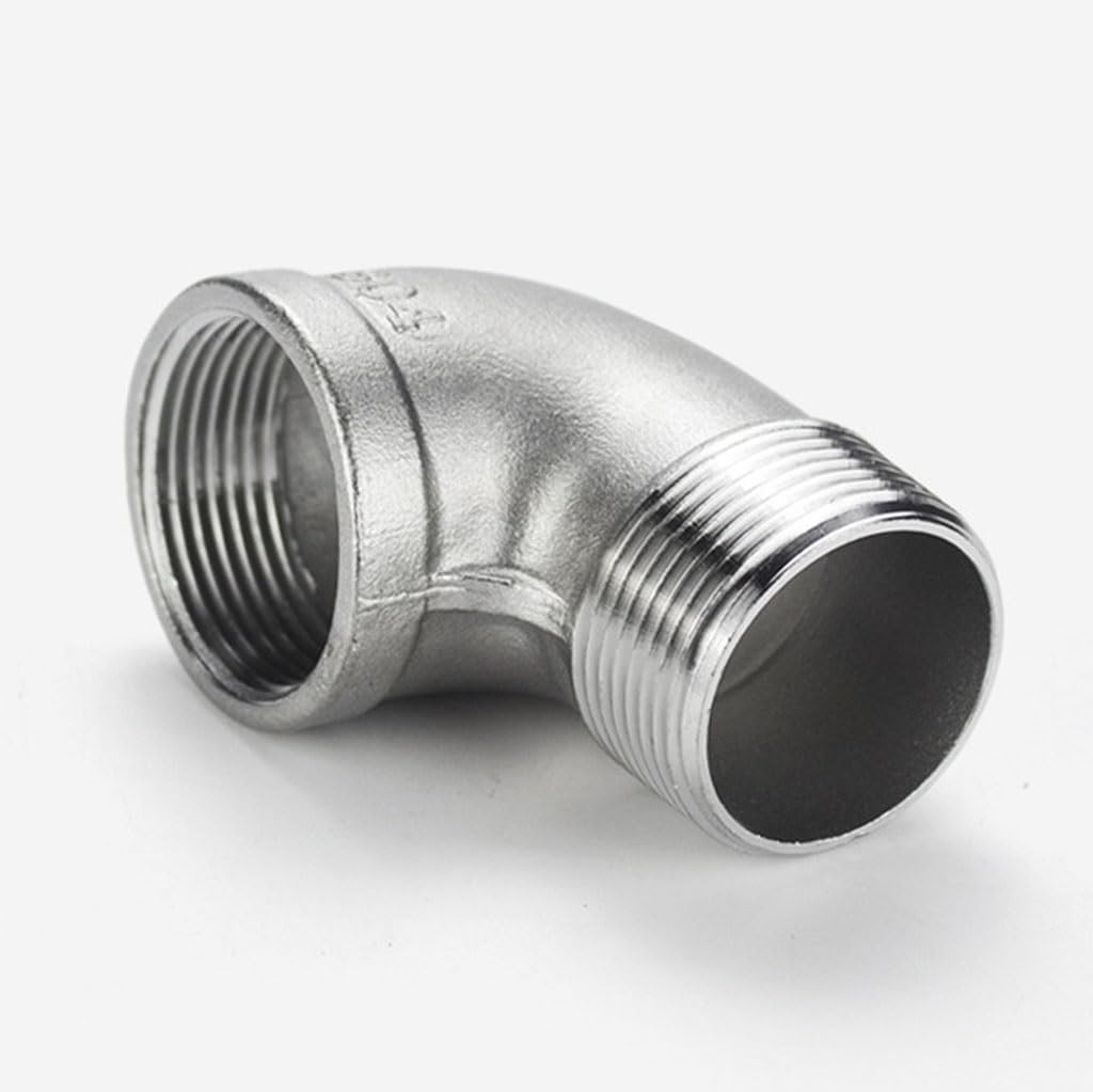 Acoplador de codo de acero inoxidable de 90 grados, conector macho a hembra, material 304, ideal para aplicaciones de fontanería y HVAC, 1 pieza