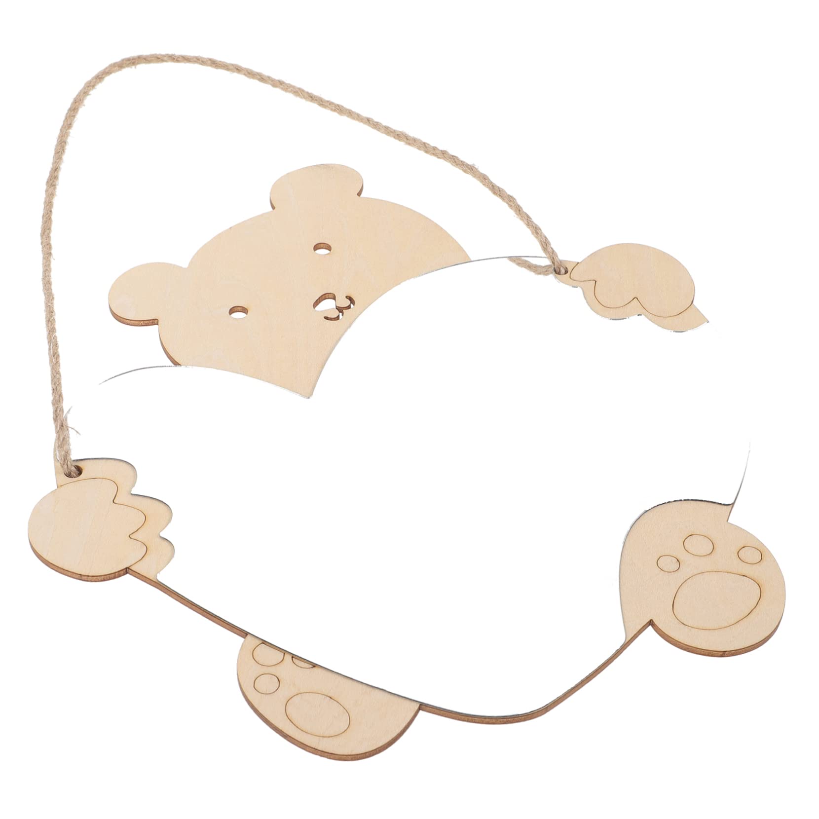GLEAVI Bear Shaped Wood Mirror Decor Creative Hanging Wooden Mirror for Bedroom and Bathroom Multi-Function Wall Hanging Design