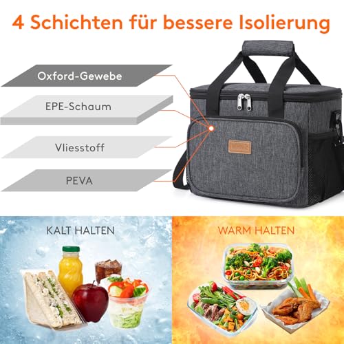 Lifewit Kühltasche klein, Isolierte Cooler Bag, Lunchtasche 15L 24 Dosen – Ansicht 2